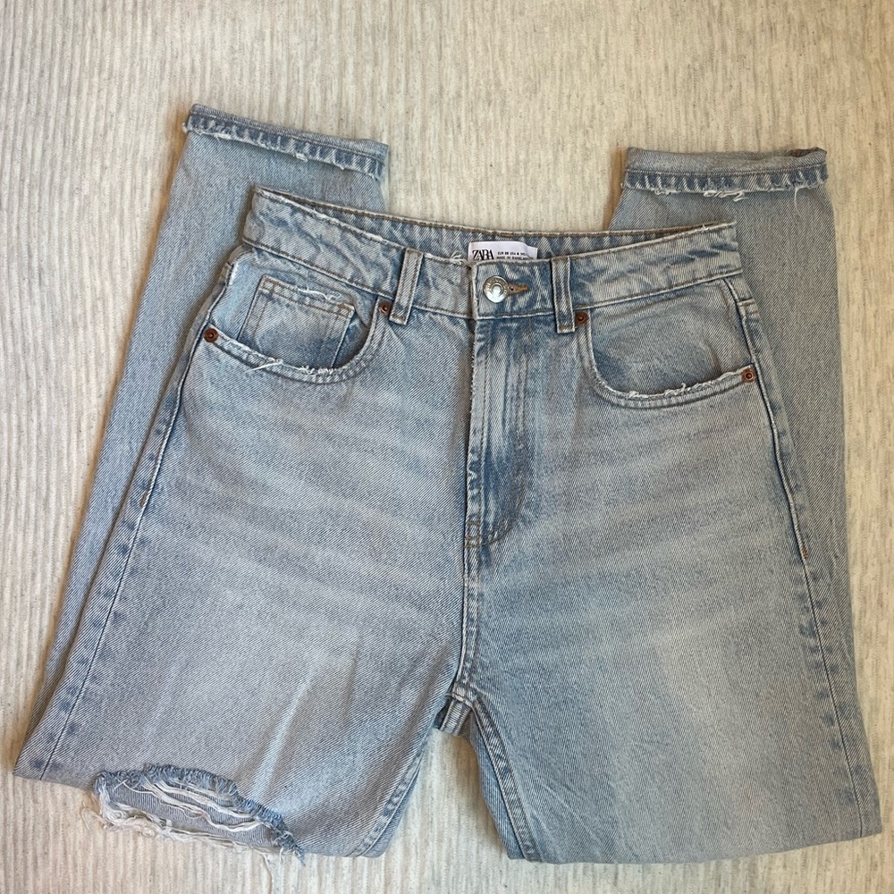 Zara High Rise Straight Leg Jeans